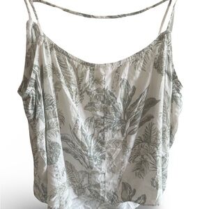 H&M Leaf Print Camisole in White and sage green